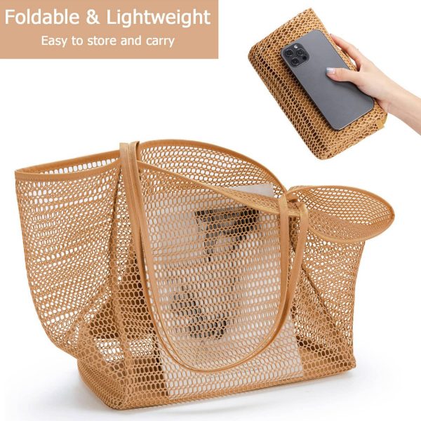 Polyester Casual Beach Mesh Tote Bag
