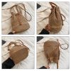 Jute Woven Beach Drawstring Bucket Handbag Crossbody Bag