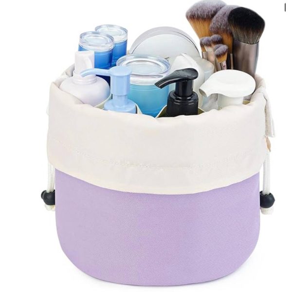 Barrel Drawstring Makeup Travel Bag