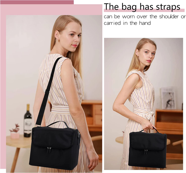 Black Travel Makeup Bag Storage Box For Women