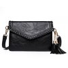 Women's PU Leather Envelope Purse Messanger Bag With Tassels