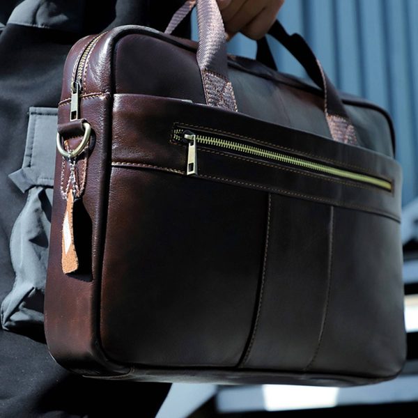 Genuine Leather Briefcase Laptop Messenger Bag
