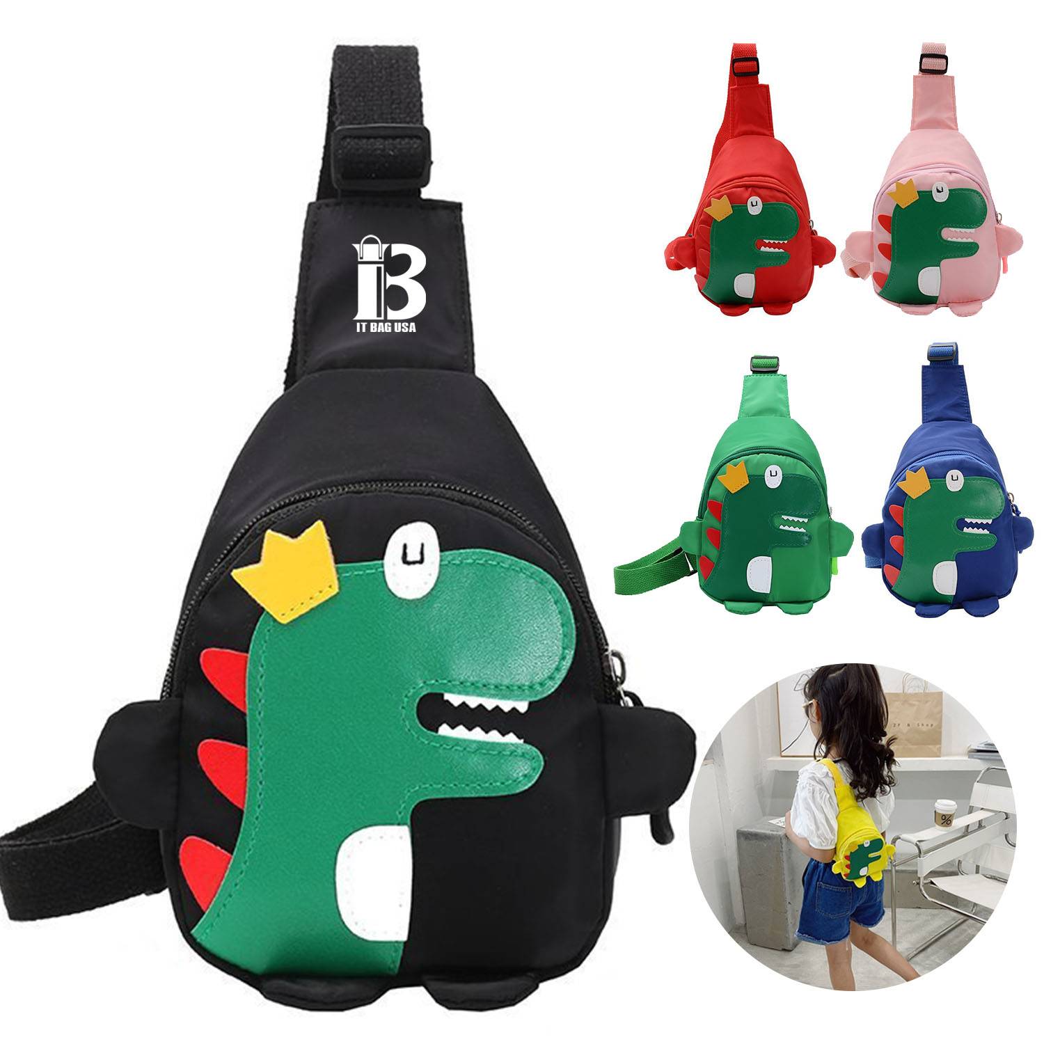 Children chest bag with dinosaur pattern