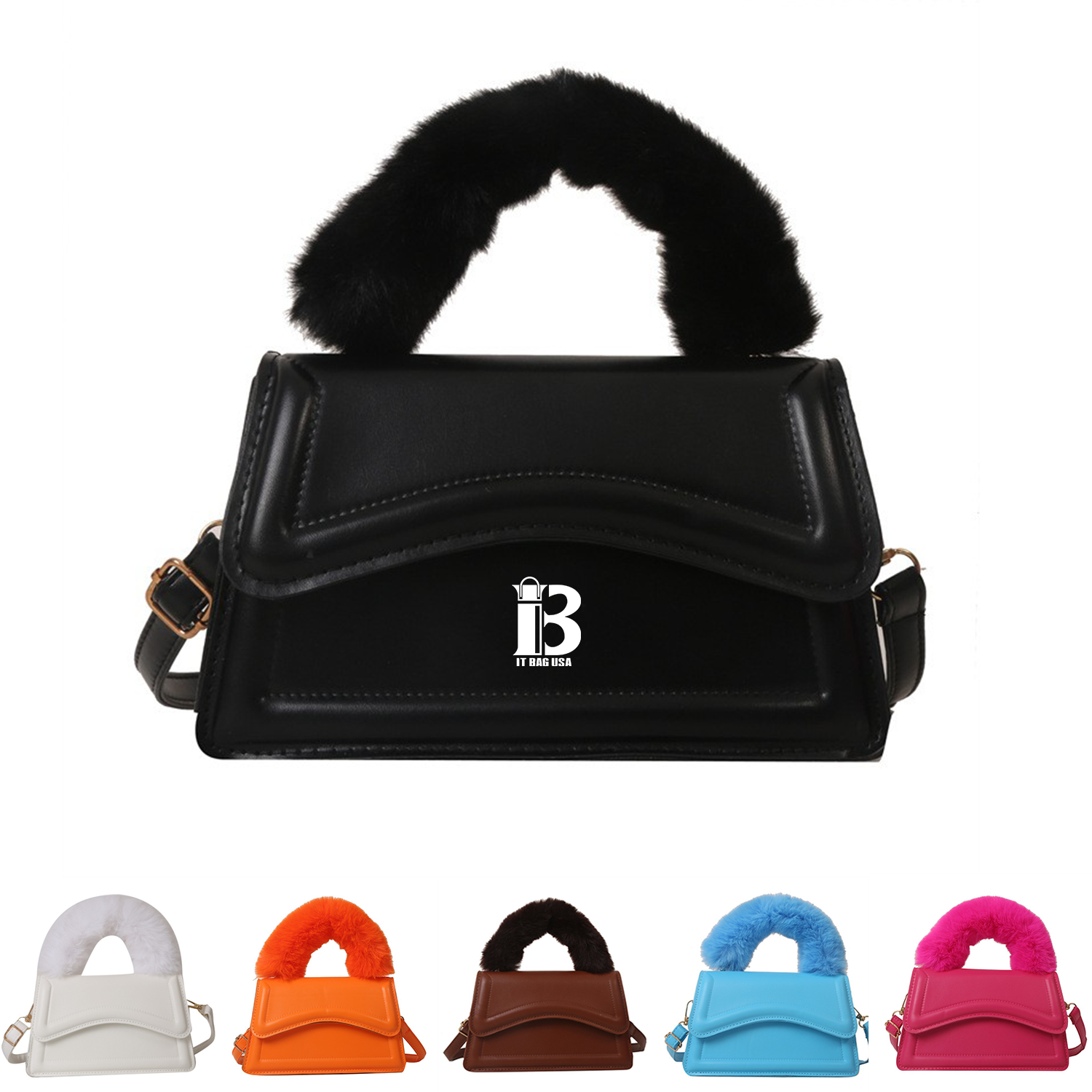 PU Solid Color Portable Diagonal Bag