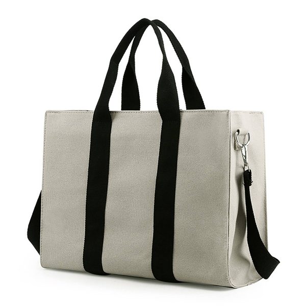 Stylish Canvas Tote Crossbody Bag Zipper Closure