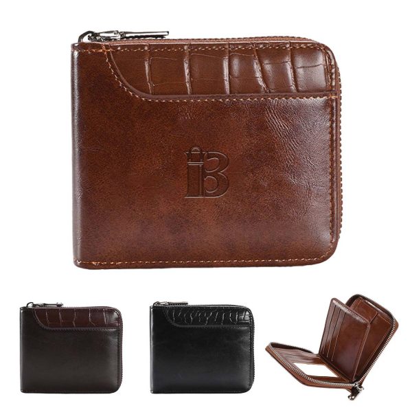 Men's PU Leather Bifold Zipper Wallets