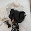Women's PU Leather Minimalist Saddle Tote Bag