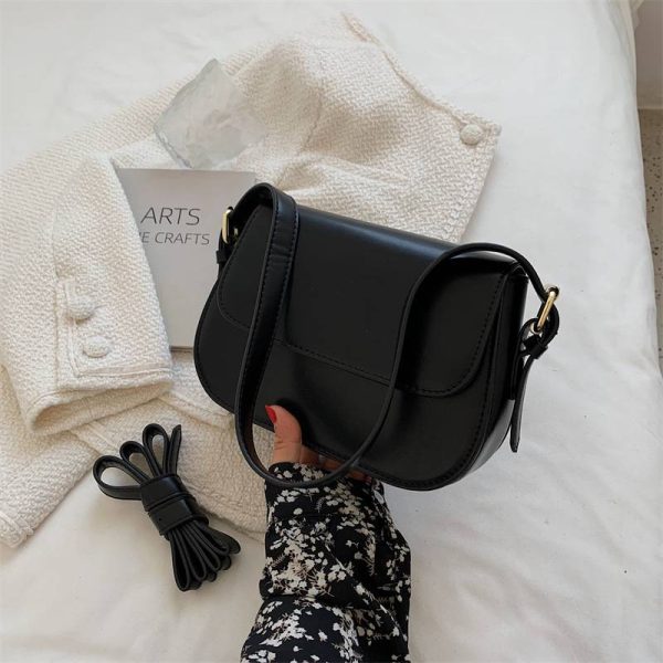 Women's PU Leather Minimalist Saddle Tote Bag