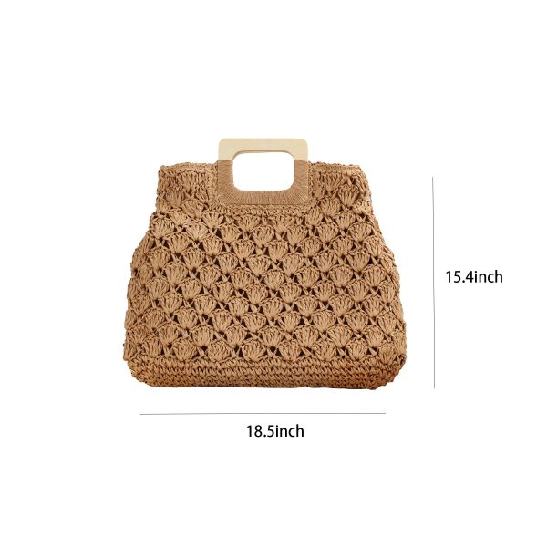 Straw Beach Handbags with Lining Pockets for Women
