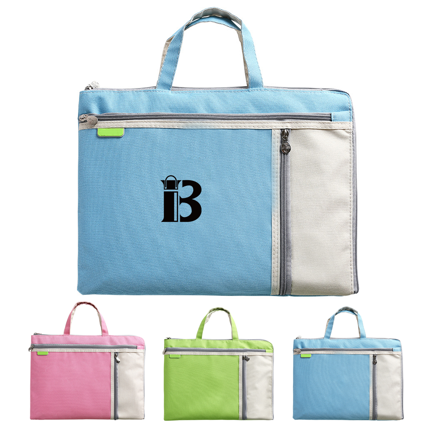 Cute Color A4 File Bag Zipper Large Capacity Portable