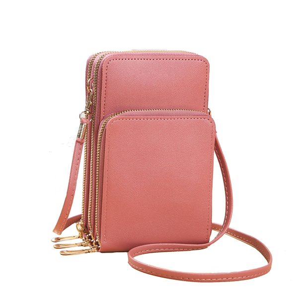 PU leather touch screen crossbody cell phone bag