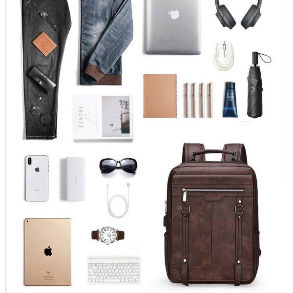 Pu Leather Large Capacity Travel Computer Backpack