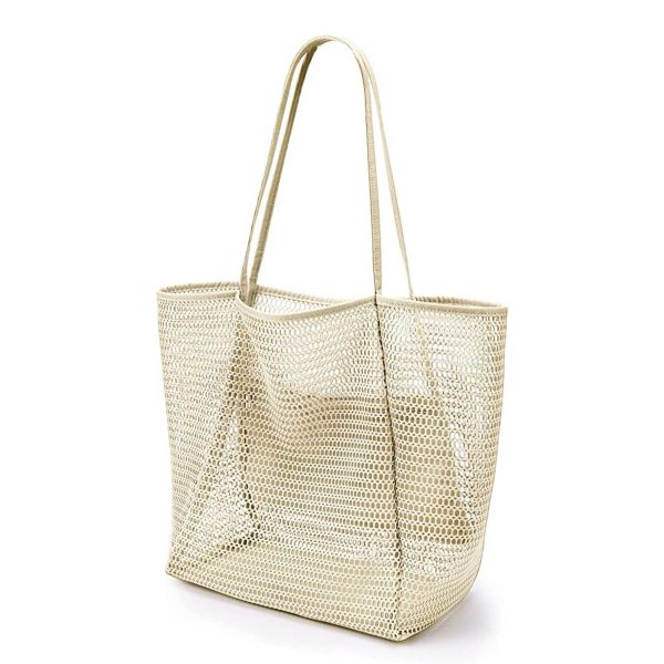 Polyester Casual Beach Mesh Tote Bag