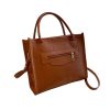PU Leather Tote Bag Pure Color Vintage Simple For Women