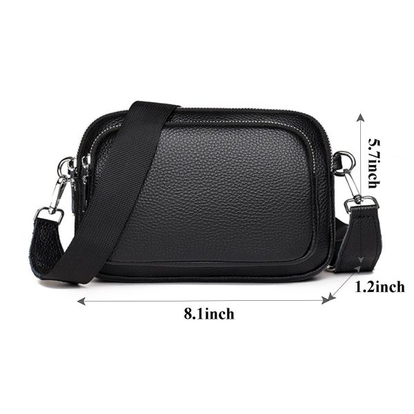 Real Leather Double layer pockets Crossbody Bag