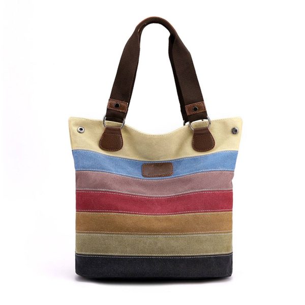 Fashion Rainbow striped tote bag