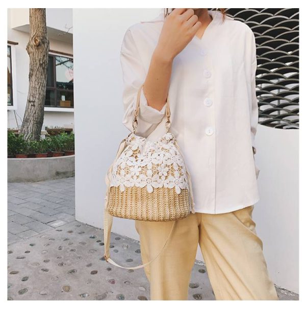 Jute Big Capacity Travel Tote Purse Woven Straw Hobo Bag