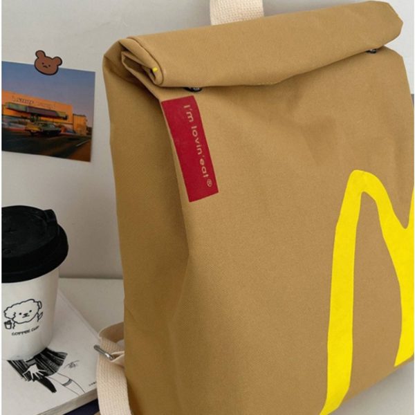 Cartoon French Fries Print for Women Stylish Schoolbag