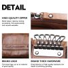 Genuine Leather Key Holder Wallet Men Coffee Black