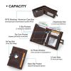 Genuine Leather RFID Automatic Anti theft Wallet Men Coffee