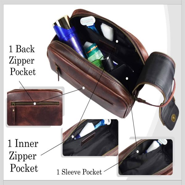 Water-Resistant Leather Toiletry Organizer