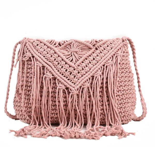 Jute Straw cotton tassel shoulder cross-body bag
