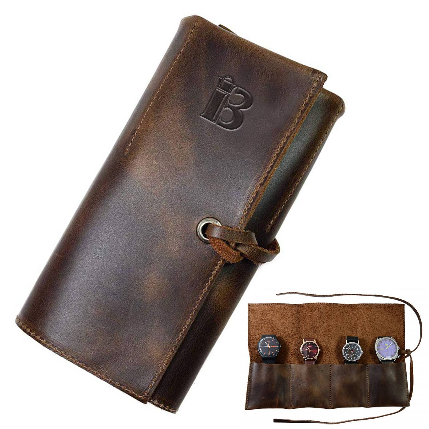 PU Leather Watch Roll Bag