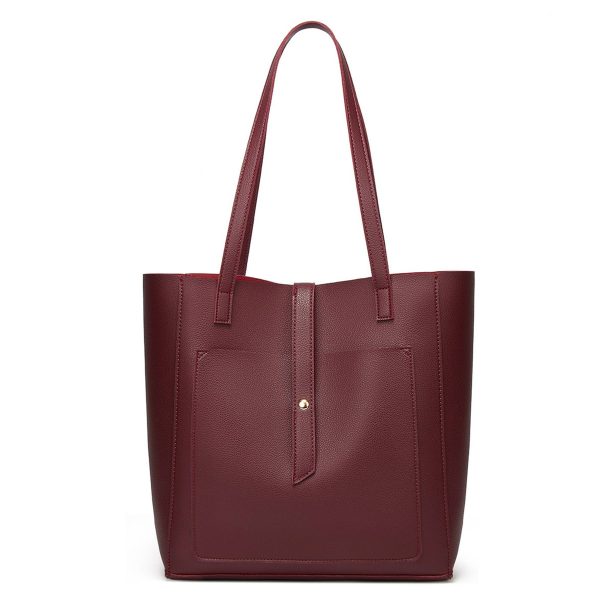 PU Simple solid color tote bag for women