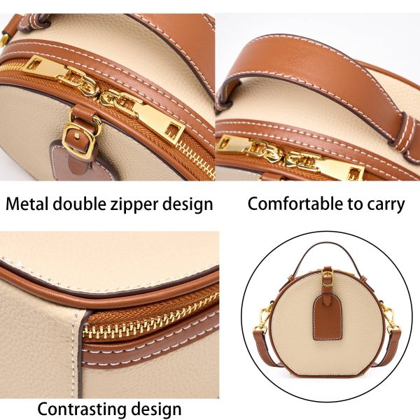 Genuine Leather Round hand-held women's Crossbody bag