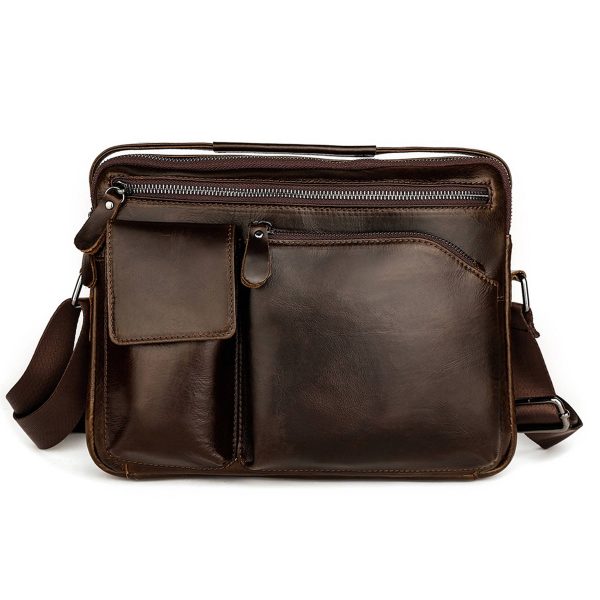 Genuine Leather Shoulder Crossbody Bag for Men Work Business