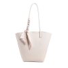 Sophisticated PU Leather Bucket Tote Bag with Silk Scarf