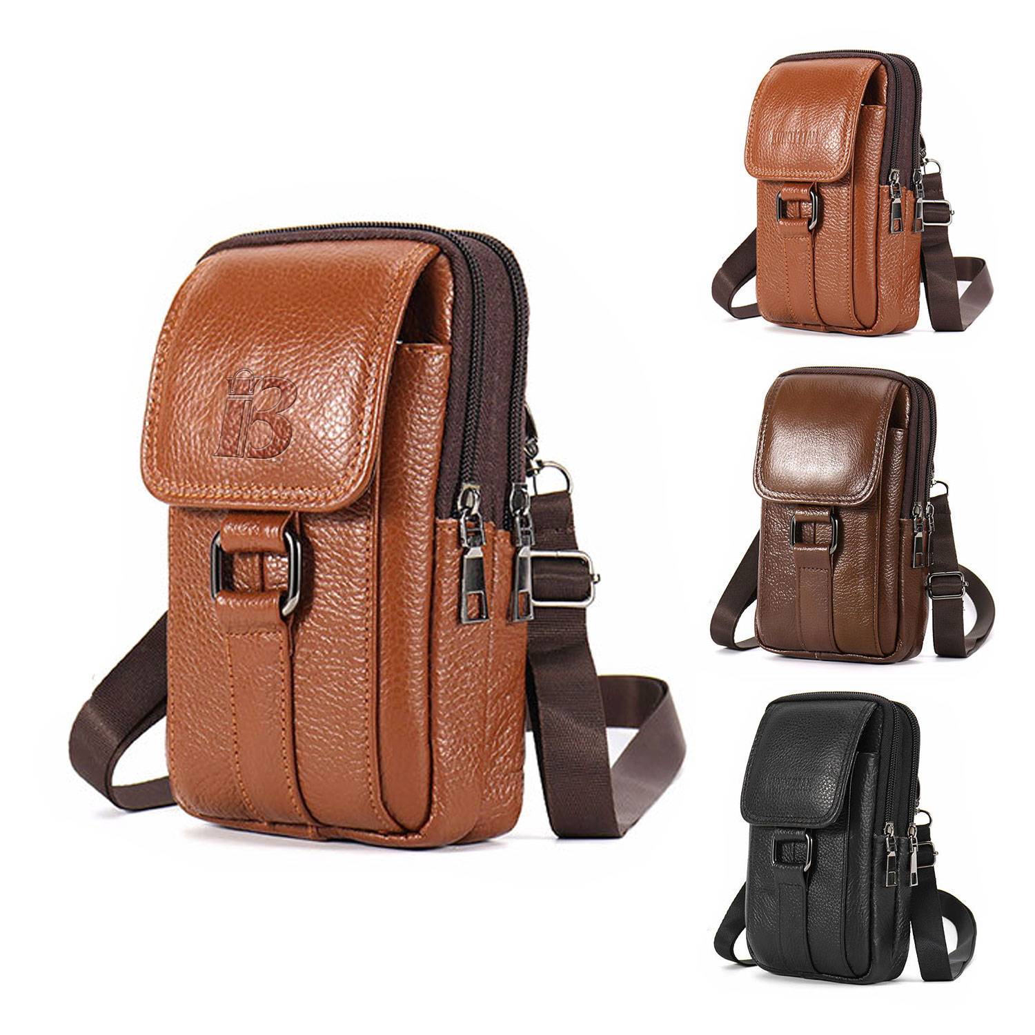 Genuine Leather Multi-functional Men's Waist Bag
