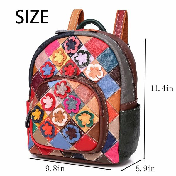 Genuine Leather colorful handmade contrast backpack