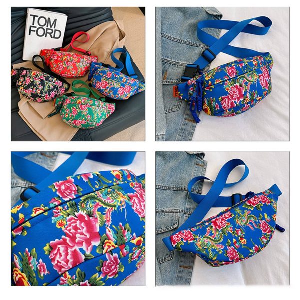 Vintage Trend Full Print Large Flower Waist Bag