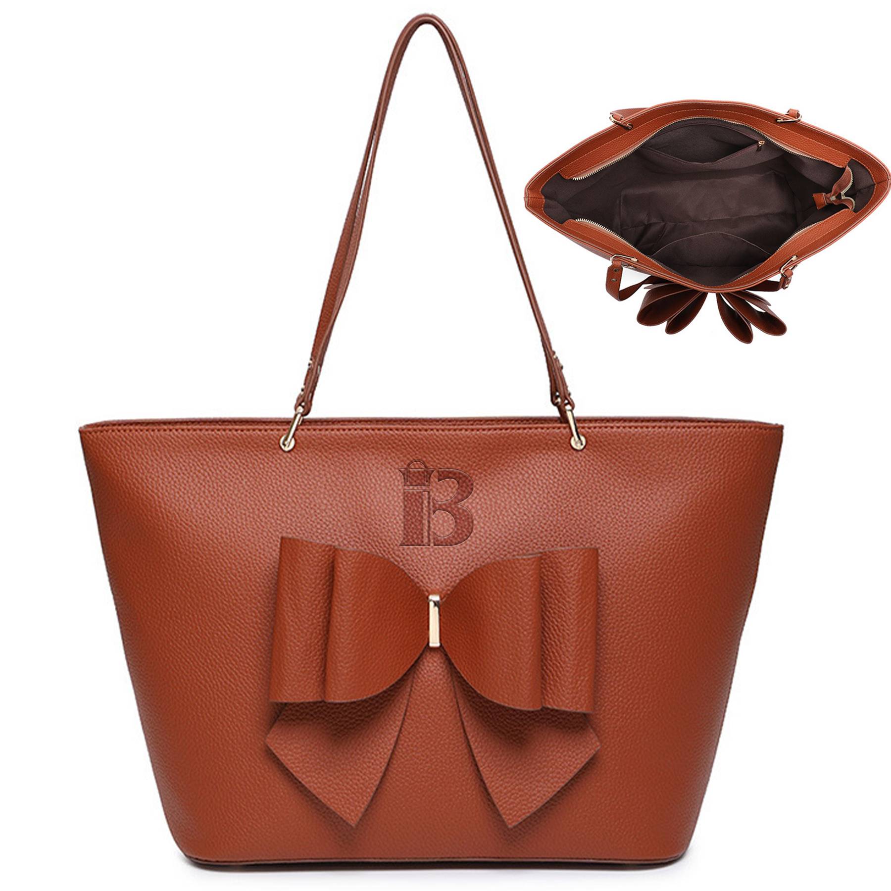 PU Large capacity bow tote bag