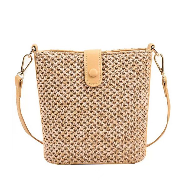 Summer Straw Women Woven Crossbody Bucket Bag