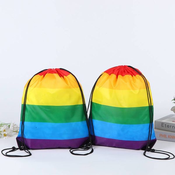 Polyester Rainbow Drawstring Bag