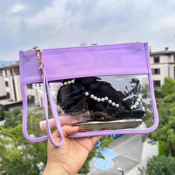 Travel Clear PVC Flat Zipper Pouch Nylon Makeup Bags