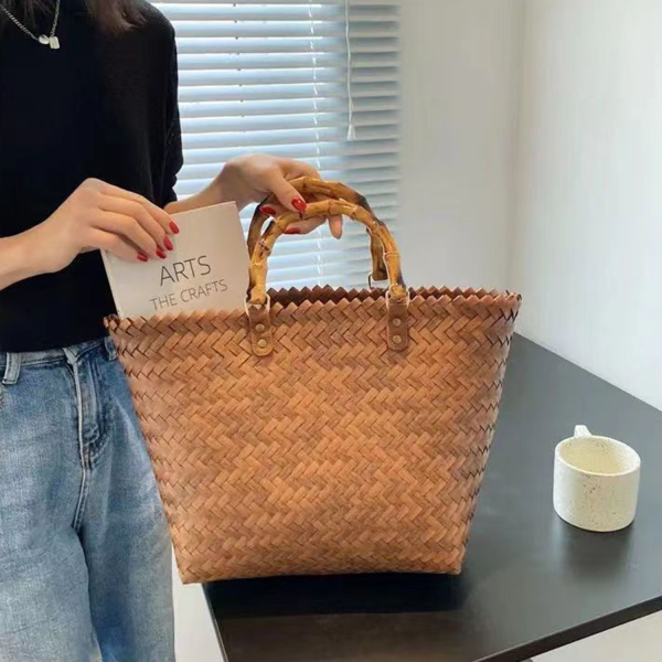 Summer Beach Rattan Tote Bag
