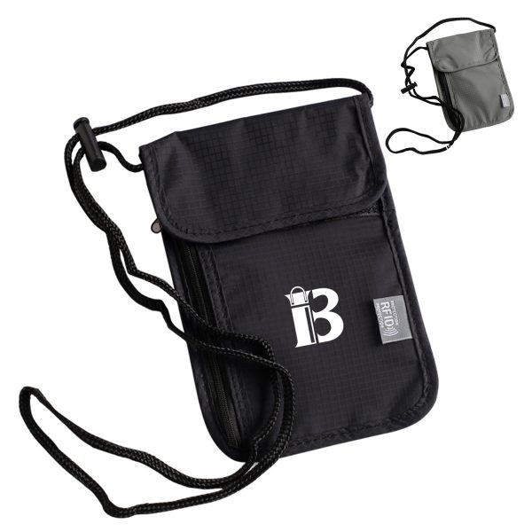 Nylon Rfid zipper hanging document bag pouch