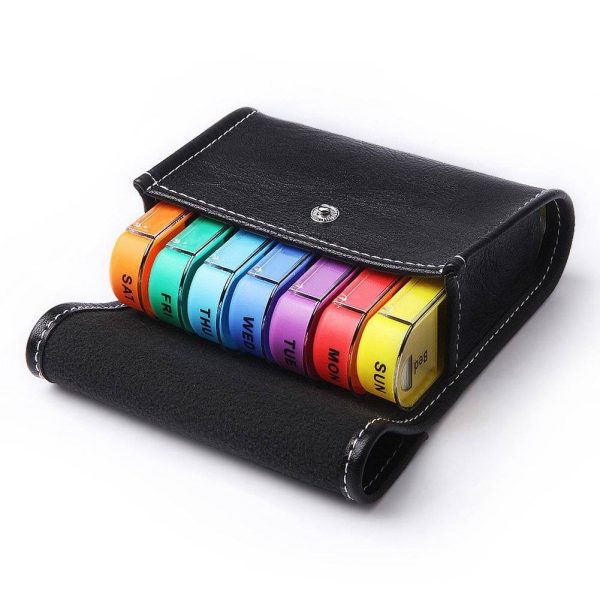 Pu Leather Handbag With 7 Pill Box