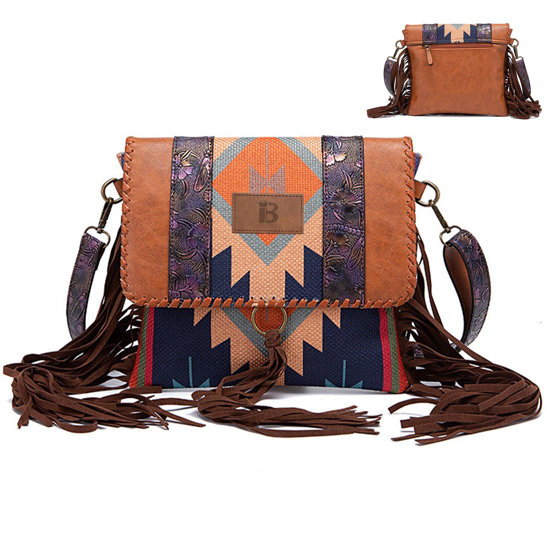Cotton Colorful hand-woven and linen cross-body bag