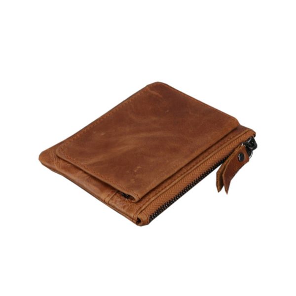 Genuine Leather 2 Zipper Coin Purse Wallet