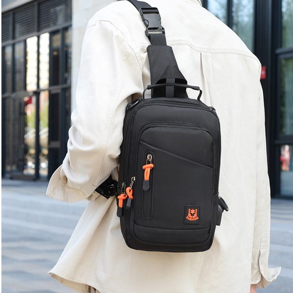 Oxford Waterproof Chest Bag With USB Charging Port