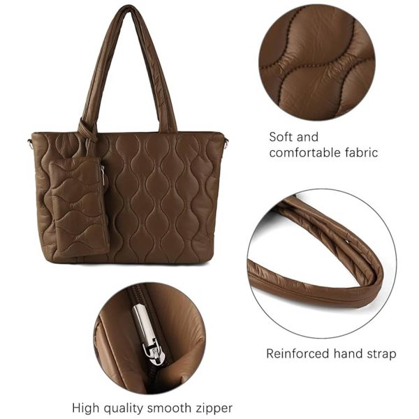 PU Puffer Tote Bag with zipper for Women