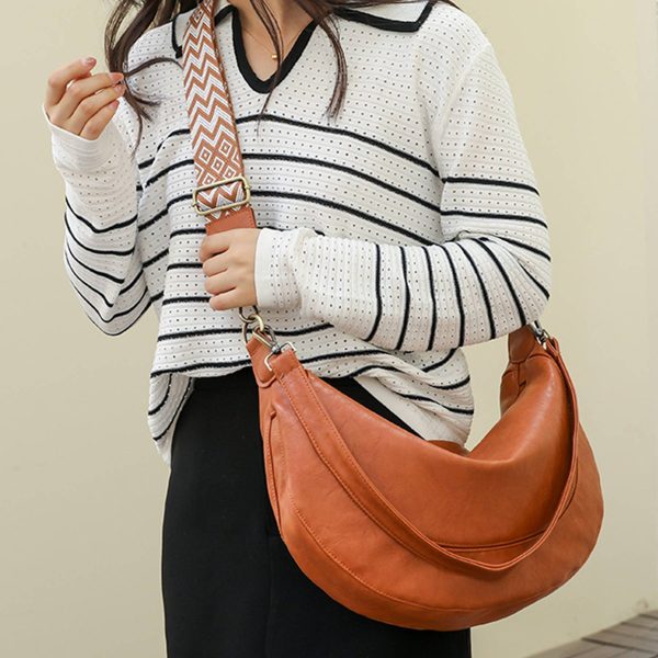 PU Leather Crescent Shoulder Hobo Purses for Women