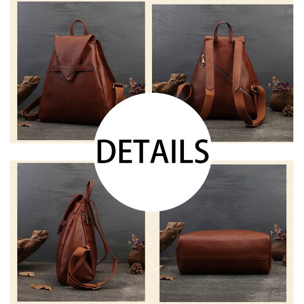 Genuine Leather Solid color commuter backpack