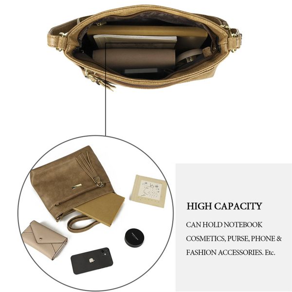 Brown PU Business Commuting Tassels Messenger Bag for Women