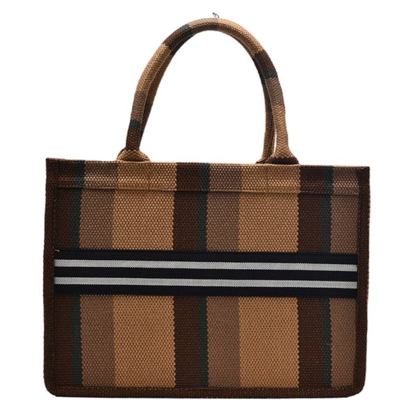Canvas Tote Bag Simple Stripe Large Capacity