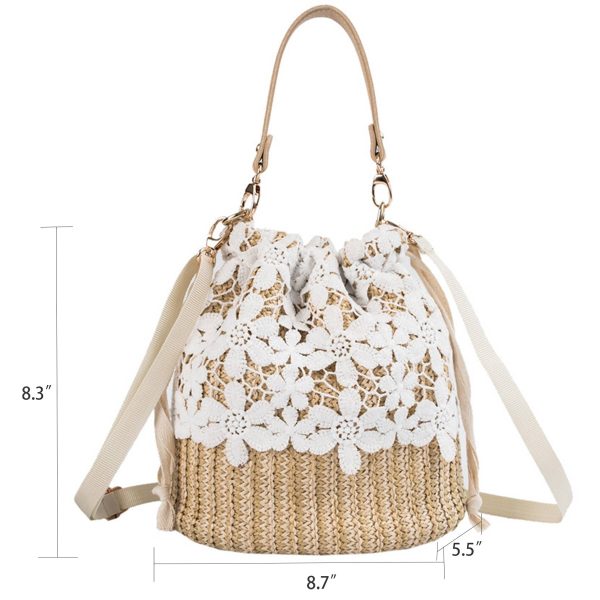 Jute Big Capacity Travel Tote Purse Woven Straw Hobo Bag